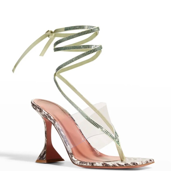 Amina Muaddi Shoes - Amina Muaddi Zula Crystal Snake print sandals in 37